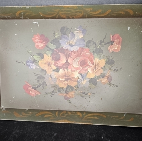 Vintage hand  painted metal‎ tray - Picture 2 of 7